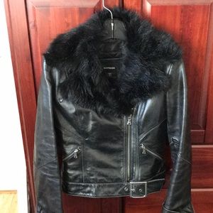 Gently used genuine leather biker jacket
